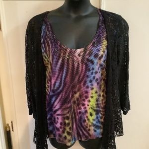 Alberto Makali multi colored and lace top.